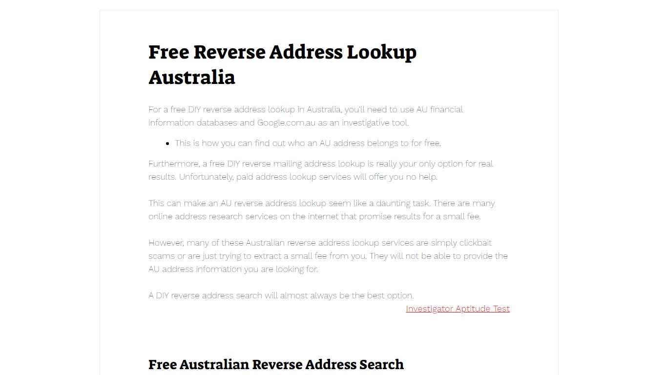Free Reverse Address Lookup Australia - Novel Data